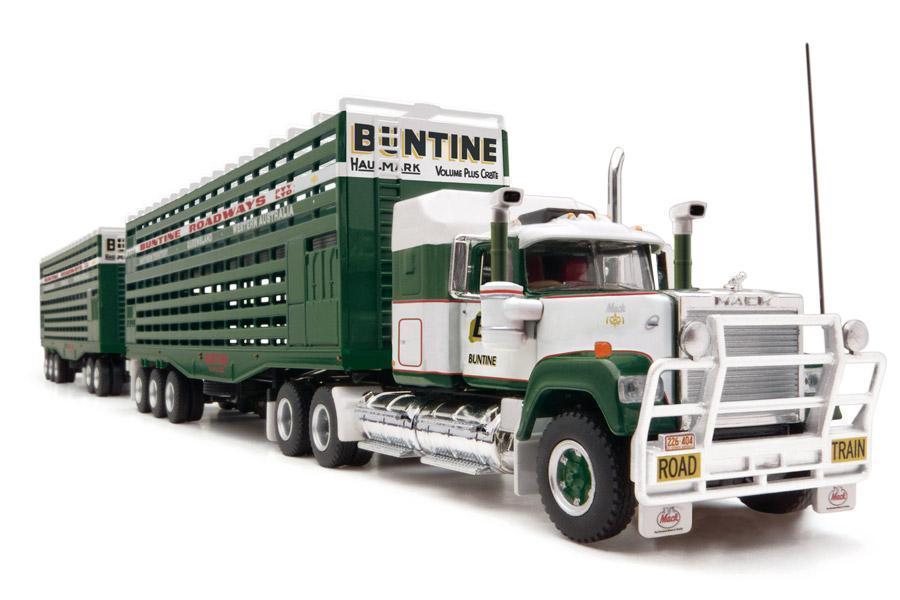 PRE ORDER - Highway Replicas Livestock Road Train Green With Buntine Decals Die Cast Model Truck With Additional Trailer & Dolly 1:64 (FULL PRICE - $248.00)