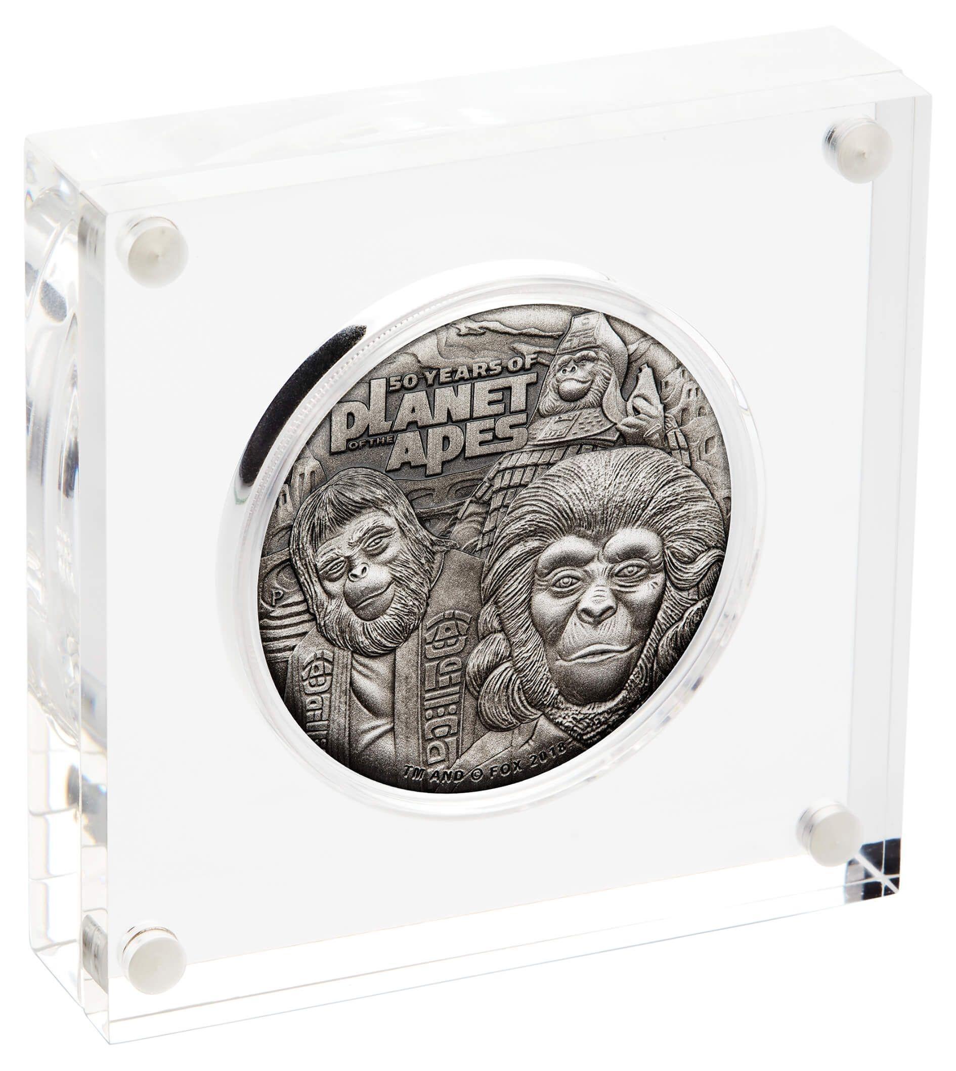 2018 $2 2oz 99.99% Silver Planet Of The Apes Coin
