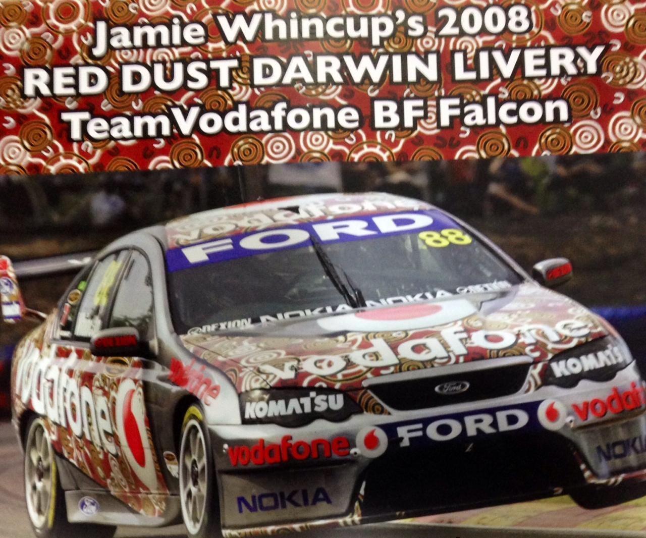 PRE-ORDER - Jamie Whincup 2008 Red Dust Darwin Livery Team Vodafone BF Falcon Die Cast Model Car 1:18