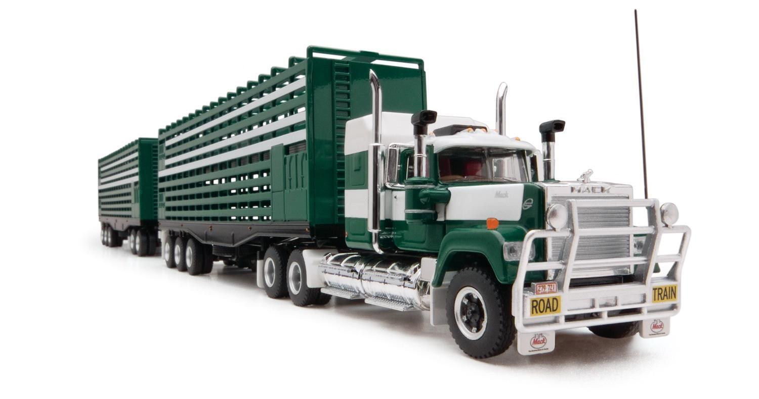 PRE ORDER - Highway Replicas Livestock Road Train Green & White Die Cast Model Truck 1:64 (FULL PRICE - $169.00)