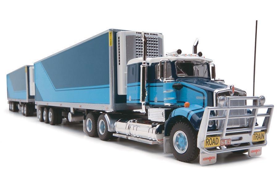 PRE ORDER - Highway Replicas Blue Kenworth Freight Road Train Prime Mover Die Cast Model Truck With Additional Trailer & Dolly 1:64 (FULL PRICE - $248.00)