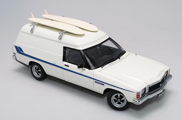 PRE ORDER - 1976 Holden HX Sandman Panel Van Cotillion White With Surf Boards 1:18 Die Cast Model Car (FULL PRICE $250.00)