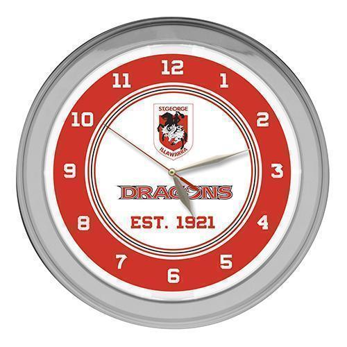 St George Dragons NRL Neon Wall Clock Retro Design With Team Logo