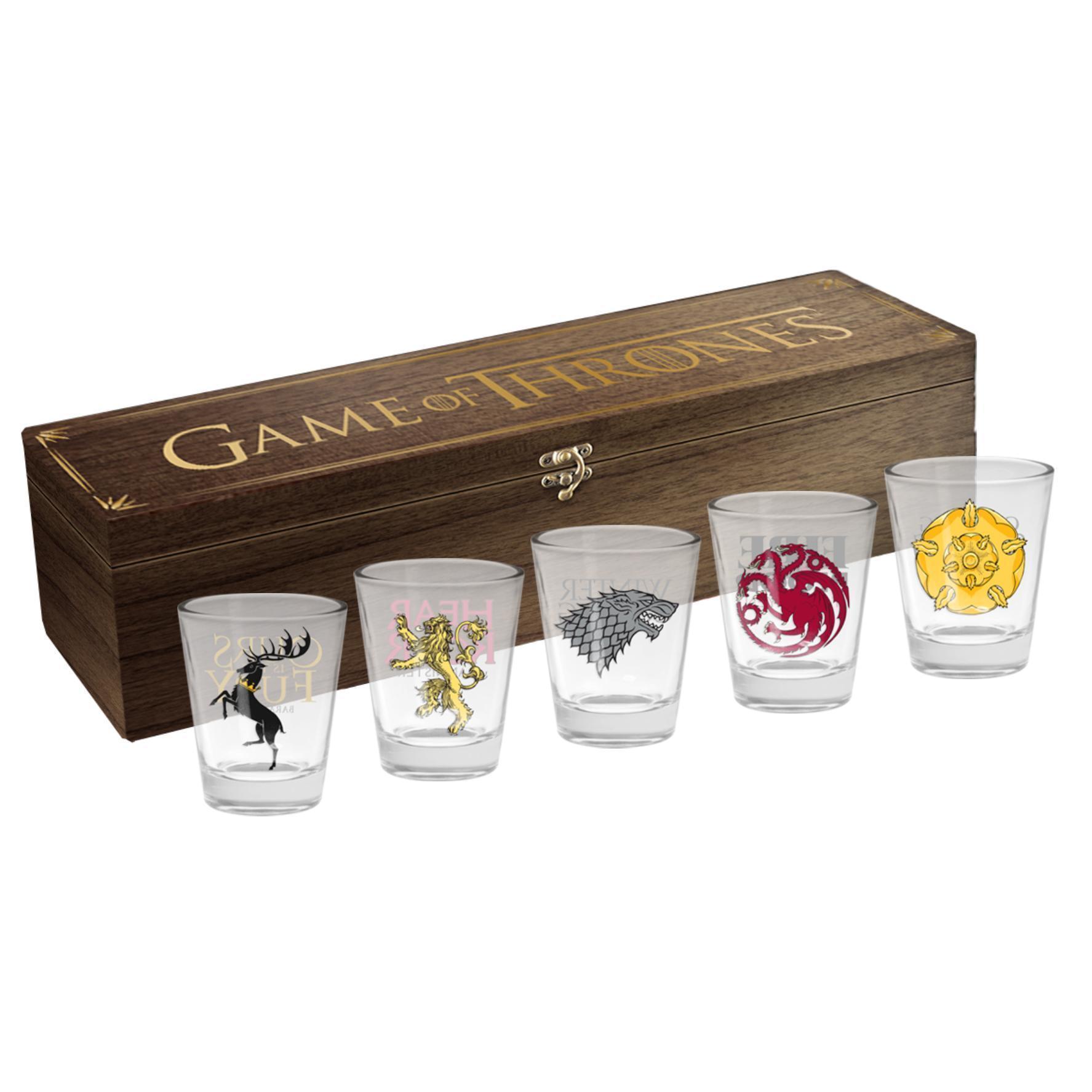 Game of Thrones Shot Glasses in Wooden Box