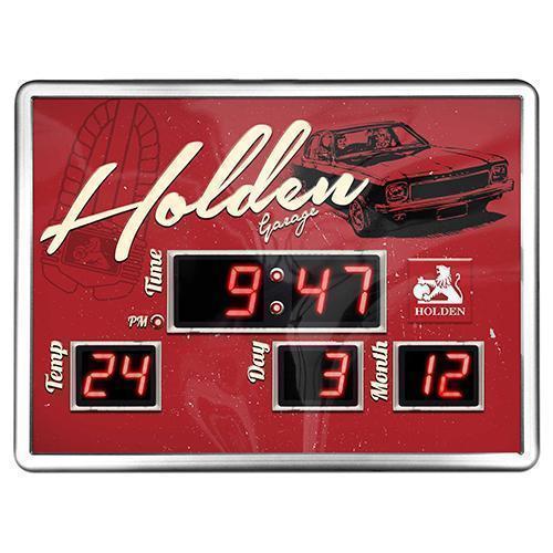 Holden Garage Heritage Scoreboard LED Digital Clock With Time Date and Temperature