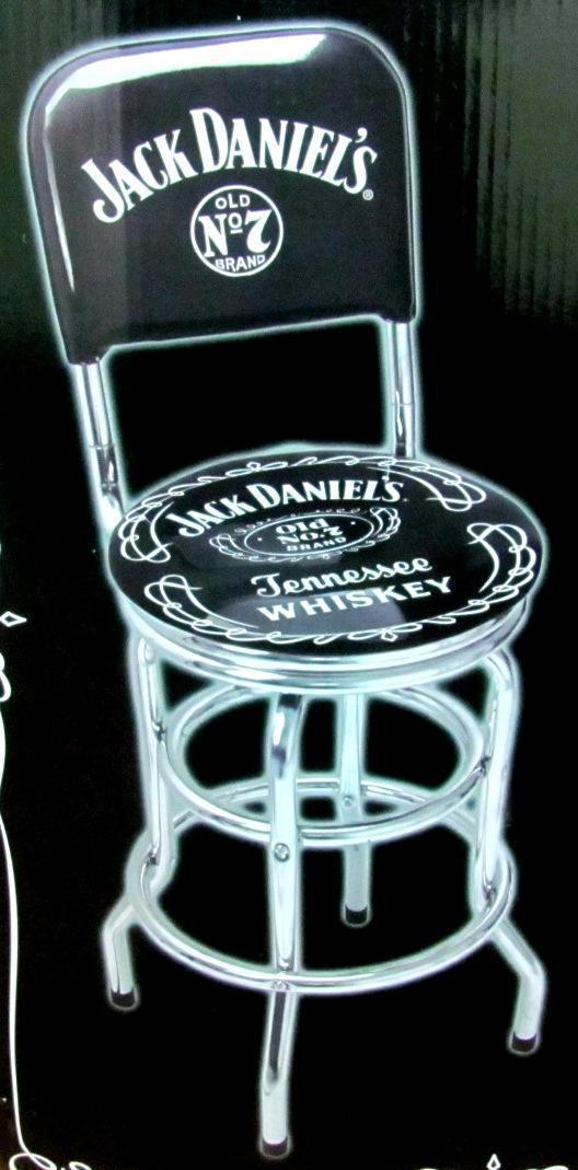 Jack Daniels Bourbon Old No.7 Black Bar Stool Chair 360 Swivel Base Furniture