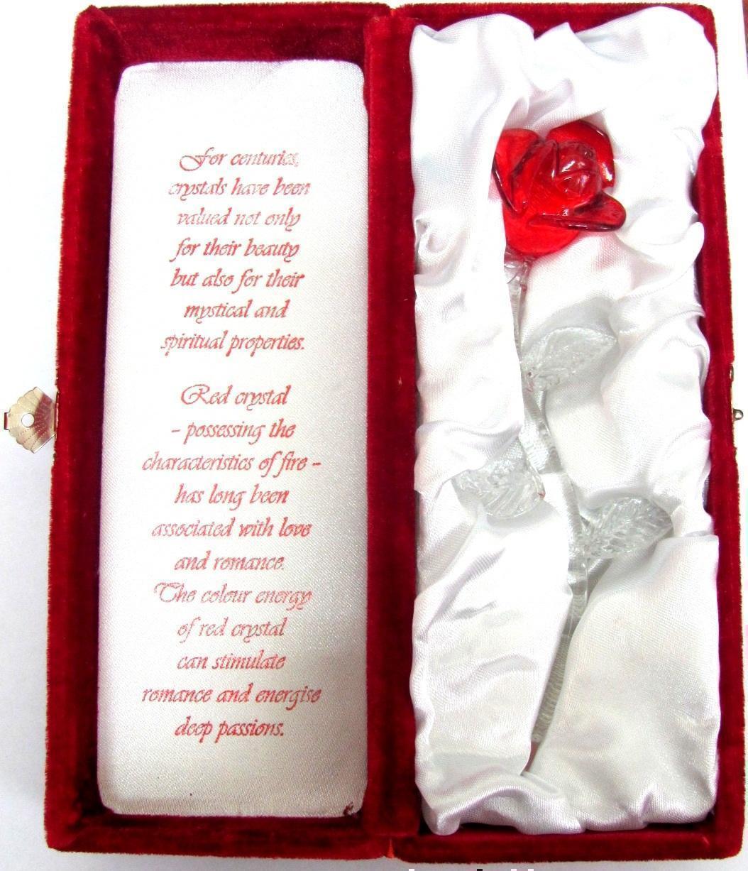 Red And White Crystal Rose Poem In A Velvet Gift Box Valentines Day Lover Gift Idea