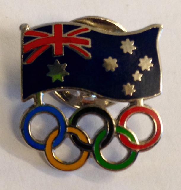 Aussie Flag Olympic Rings Pin Badge