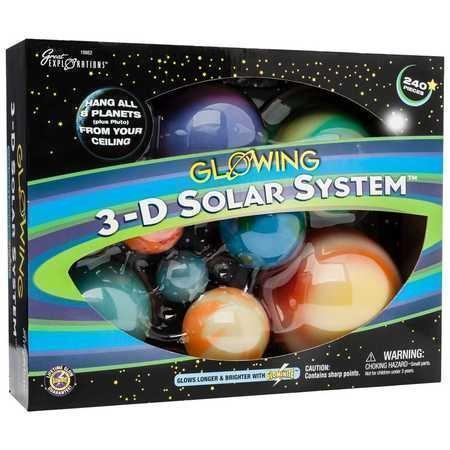 Glowing 3D Solar System Glow in The Dark Planets Space Kids Science Novelty Toy