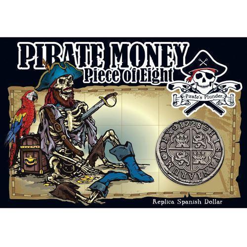 Pirate Money Piece of Eight Replica Spanish Dollar Antique Silver Plated Coin