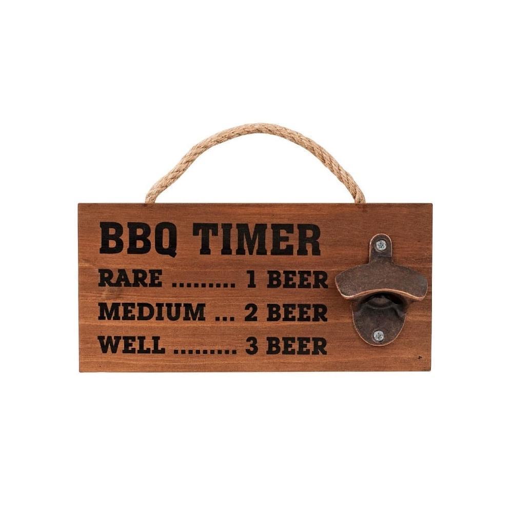 Avanti BBQ Timer Wooden Plaque Bottle Cap Opener