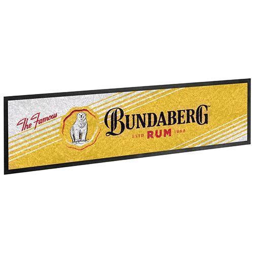 Bundaberg Bundy Rum Bear White Lines Rubber Back Bar Runner Mat 25cm x 89cm Man Cave Pool Room