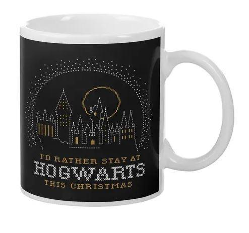 Harry Potter I'd Rather Stay At Hogwarts This Christmas Ceramic 330ml Coffee Tea Mug Cup