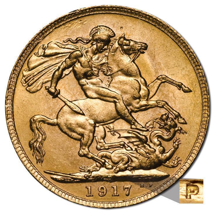 1917P King George V Sovereign Coin 22 Carat Gold Choice Uncirculated