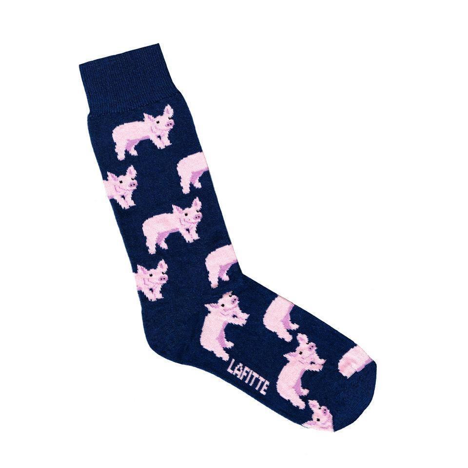 Pigs Lafitte Patterned Socks Combed Cotton Mens Size AU 6-11