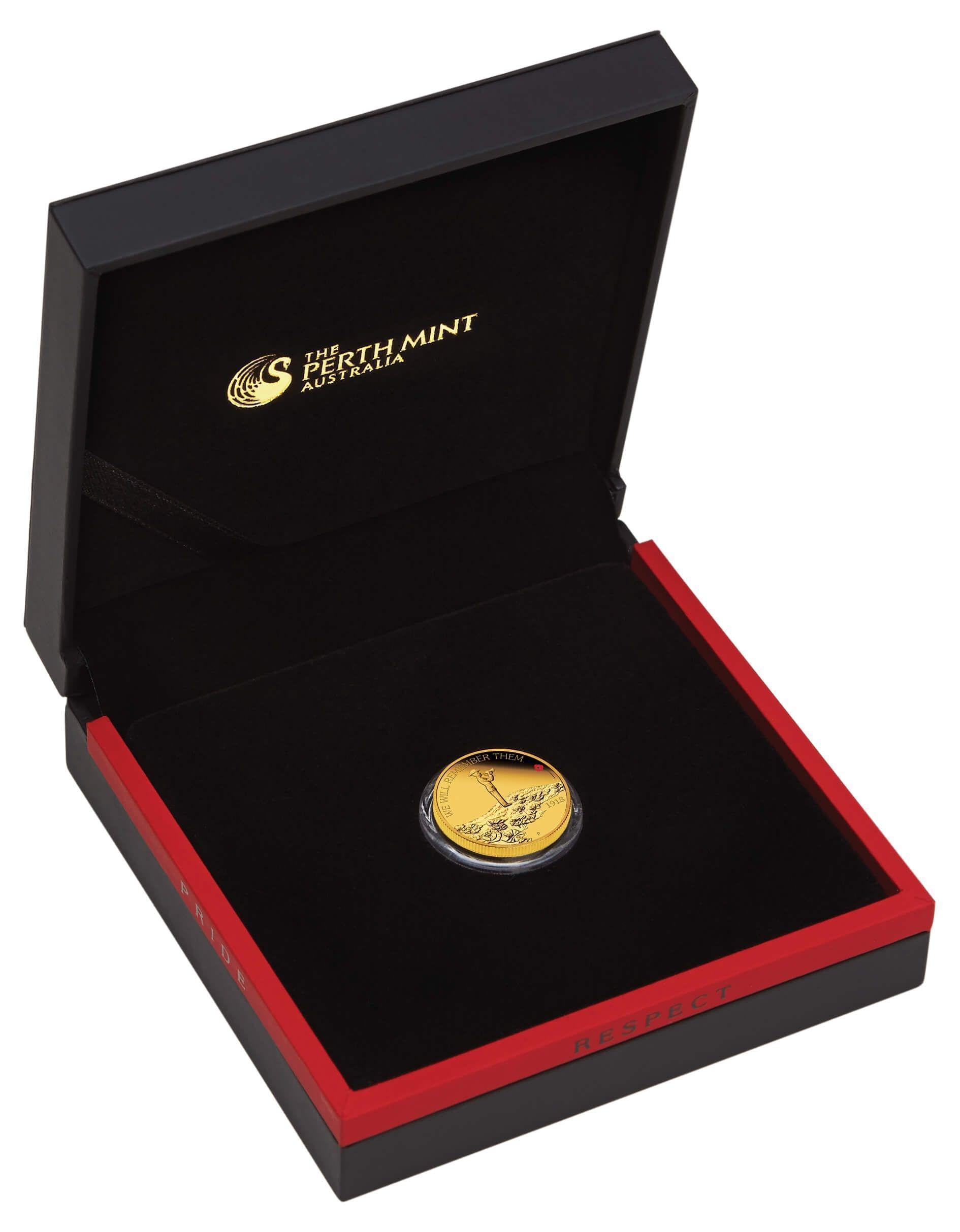 2018 The ANZAC Spirit 100th Year Anniversary $25 1/4oz Gold Proof Coin
