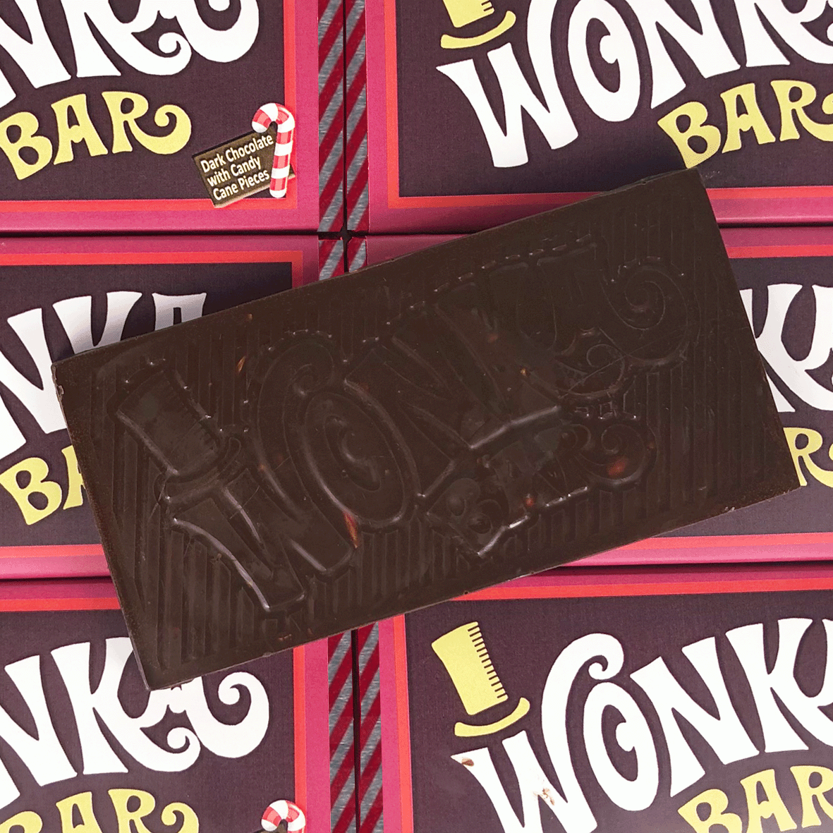 Wonka Bar 50g Edible Dark Chocolate With Candy Cane Pieces Bar