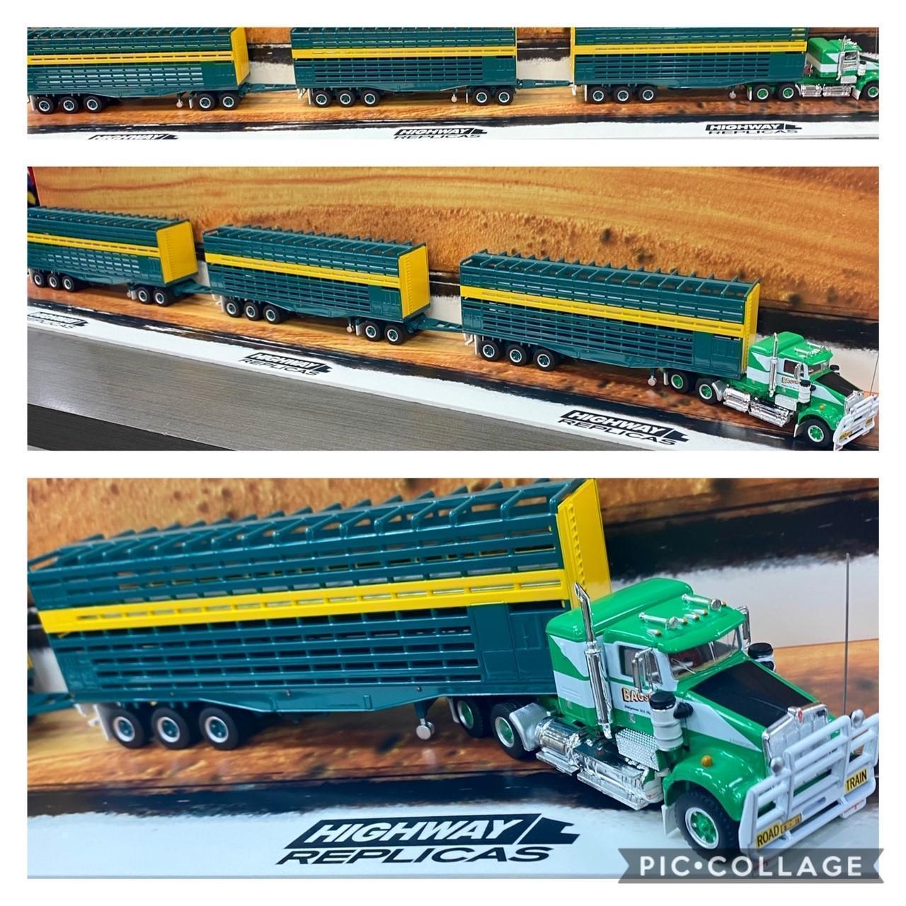 Highway Replicas Livestock Road Train Die Cast Model Truck With Additional Trailer & Dolly 1:64