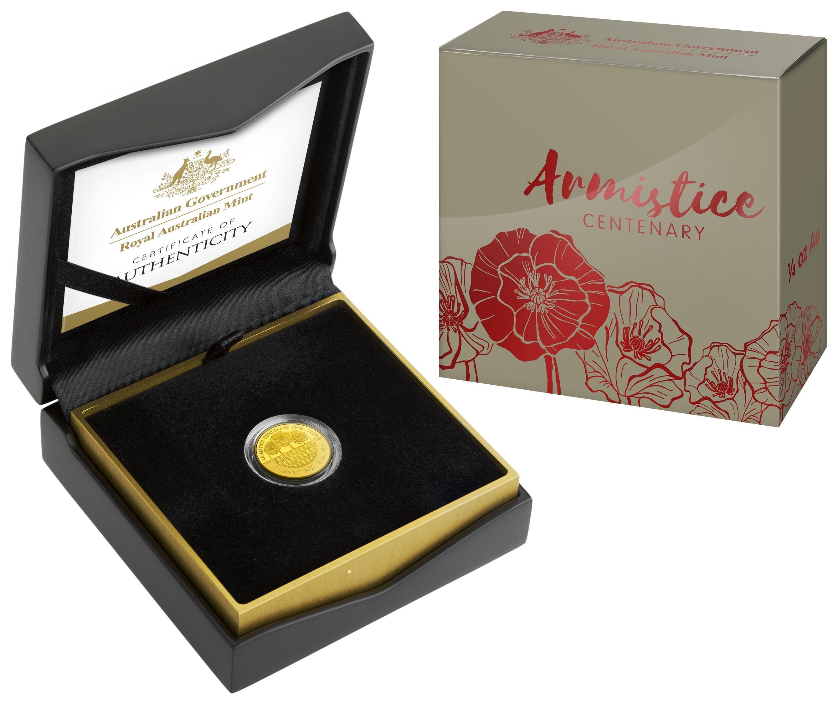 2018 Armistice Centenary $25 1/4oz Gold Proof Coin