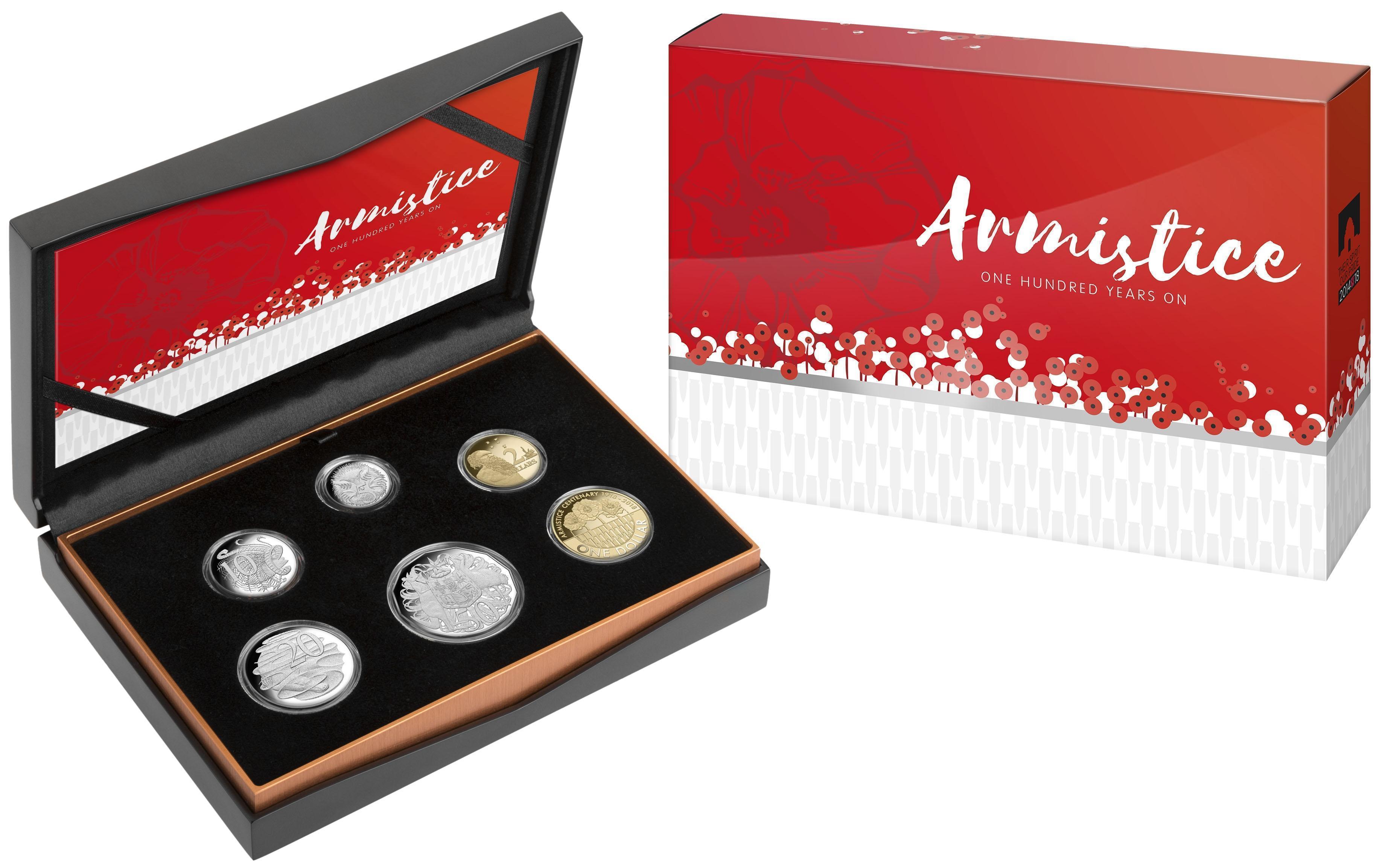 2018 Six Coin Proof Year Set Armistice Centenary 1918 - 2018 $1 $2 50c 20c 10c 5c Royal Australian Mint RAM