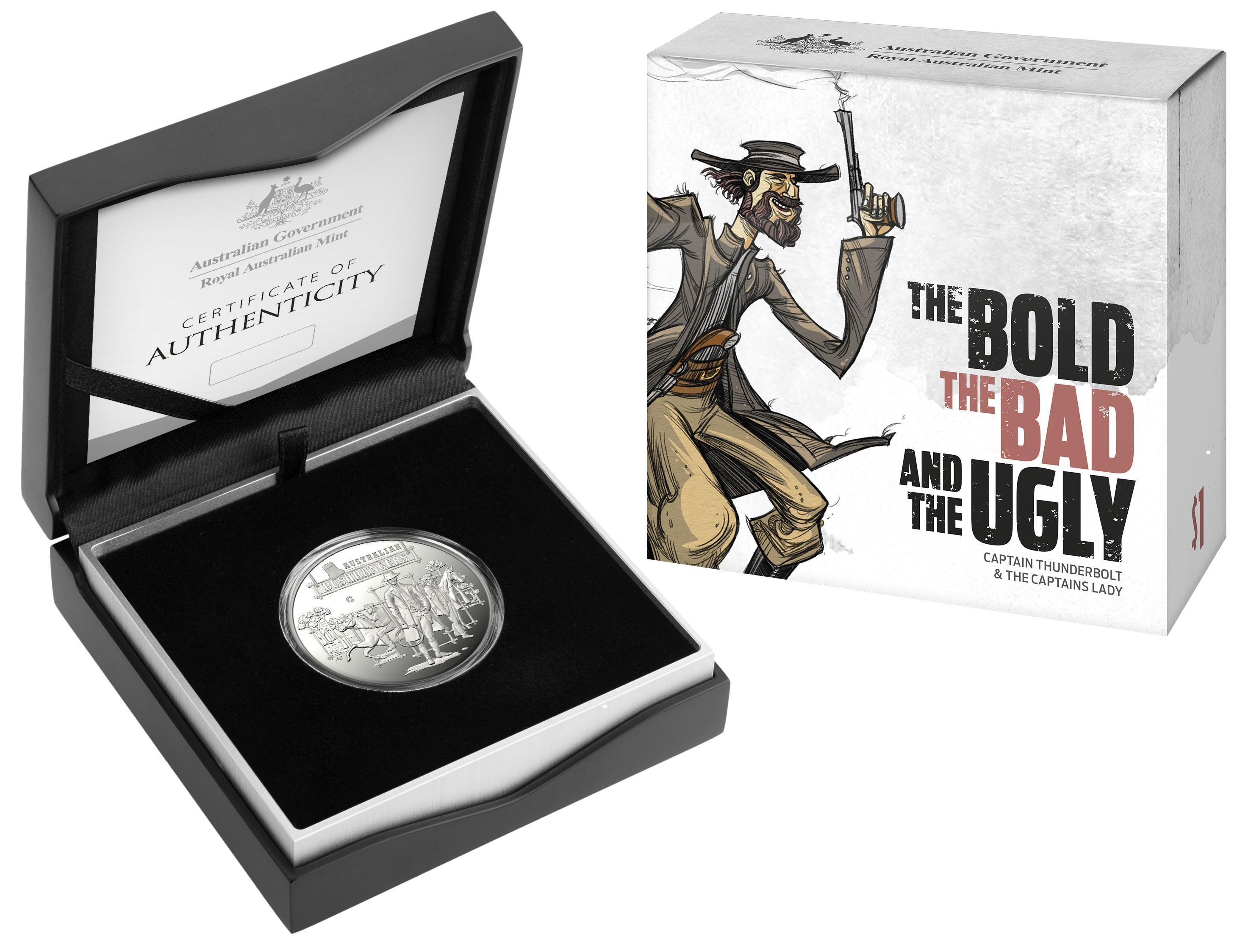 2019 $1 Ag Silver Proof 'C' Mintmark Coin -  The Bold The Bad And The Ugly  Australia's Wild Colonial Bushrangers