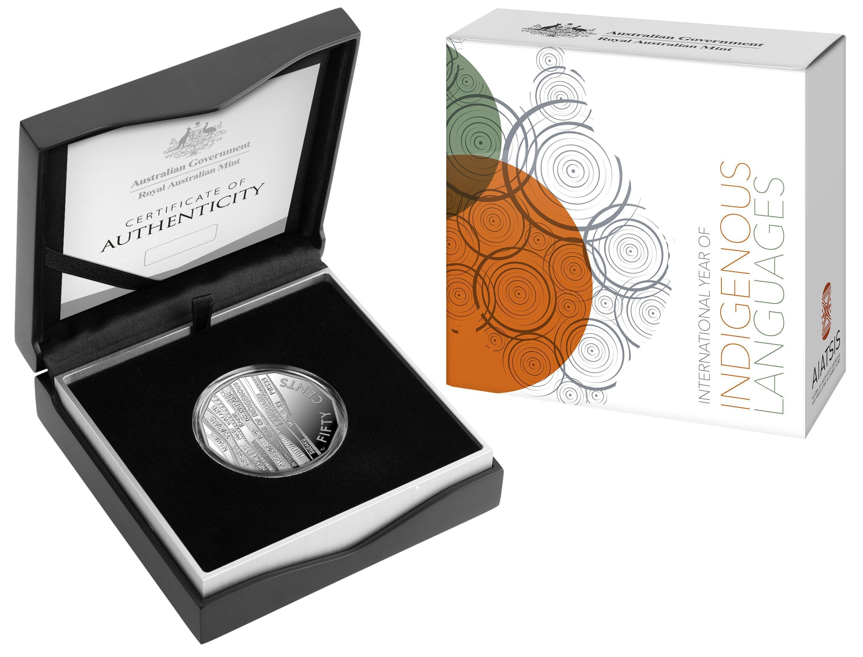 2019 50c International Year of Indigenous Languages Fine Silver Proof Coin Royal Australian Mint RAM