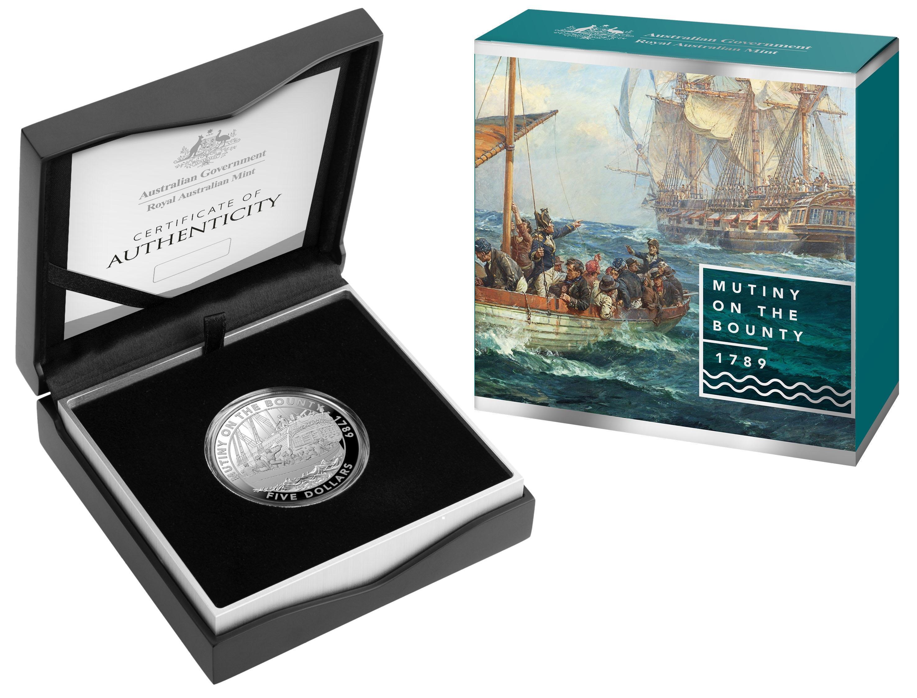 2019 $5 1oz Mutiny On The Bounty -  Mutiny and Rebellion Silver Proof Coin