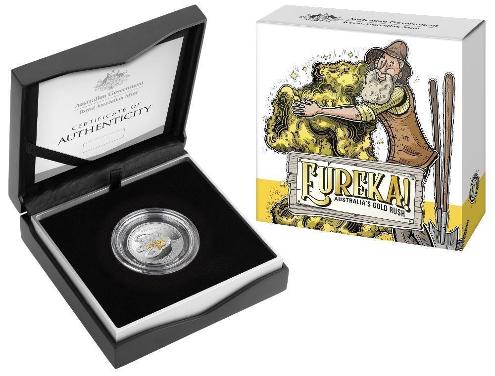 2020 $1 Silver Proof Selectively Gold Plated Coin 'C' Mintmark Eureka Australia's Gold Rush Royal Australian Mint RAM