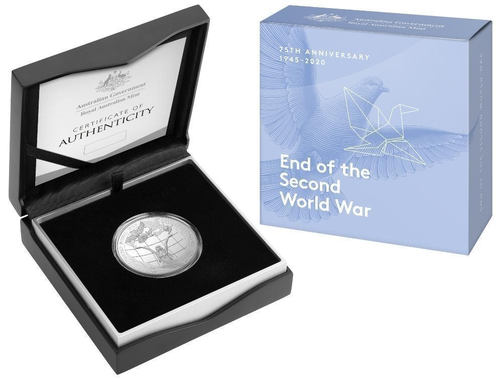 2020 $5 75th Anniversary End Of World War II WWII 1oz Fine Silver Proof Coin Royal Australian Mint RAM