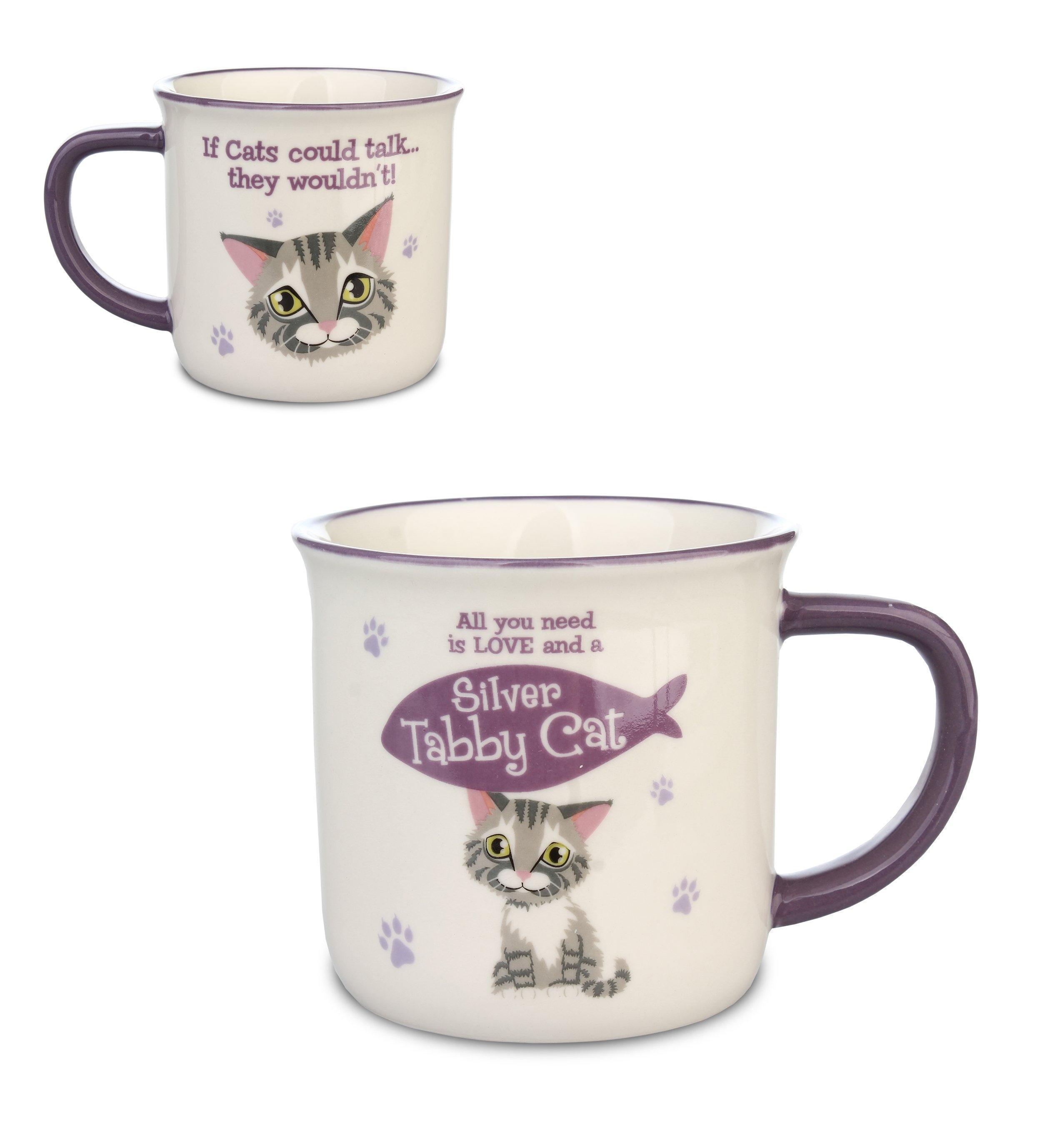 History & Heraldry Wags & Whiskers Silver Tabby Cat Cat Stoneware Coffee Tea Mug Cup