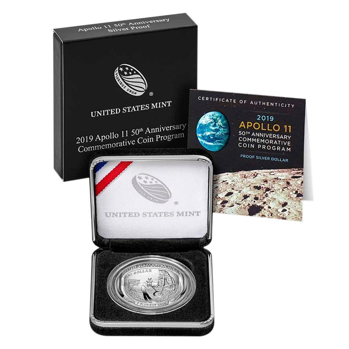 Apollo 11 Moon Landing 50th Anniversary United States 2019 $1 Curved 1oz Silver proof Coin