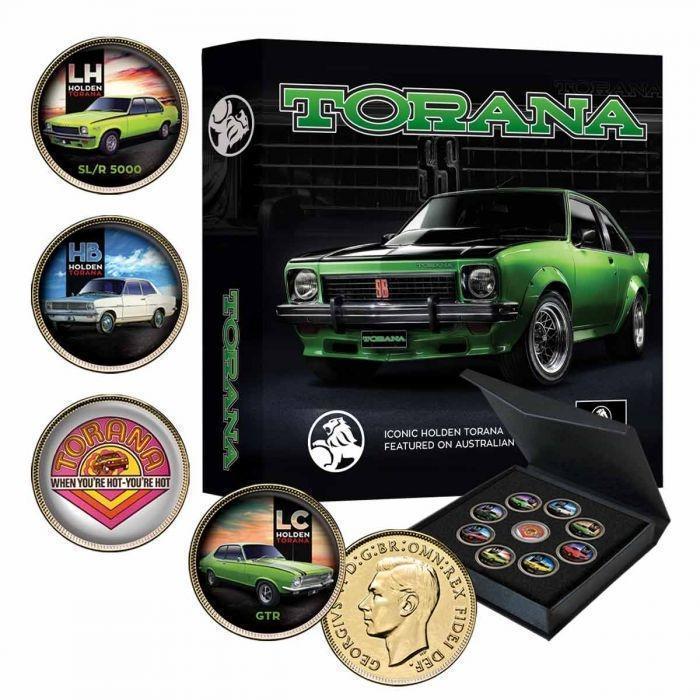 2020 Holden Torana Gold Plated Enamel 9 Coin Penny Collection Comprises Full Colour Australian Pennies