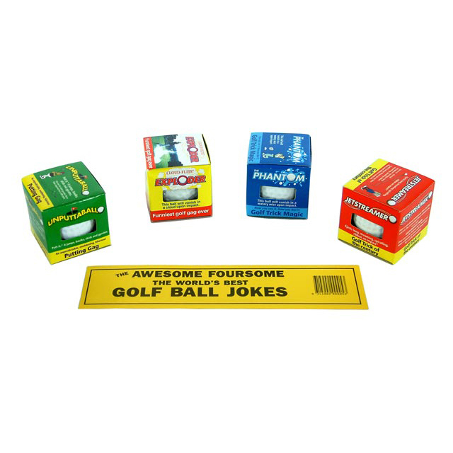 The Awesome Foursome Trick Golf Balls:  Phantom, Exploder, Jetstreamer & Unputtaball