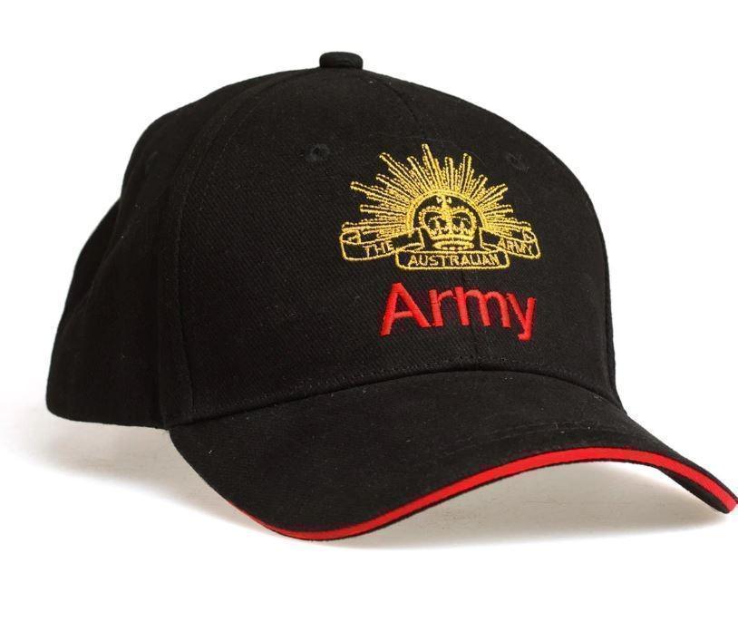 The Australian Army Black Adjustable Hat Cap