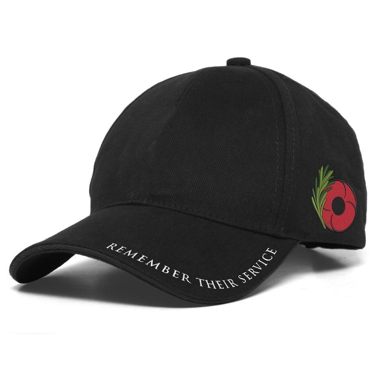 Remember Their Service Black Adjustable Hat Cap