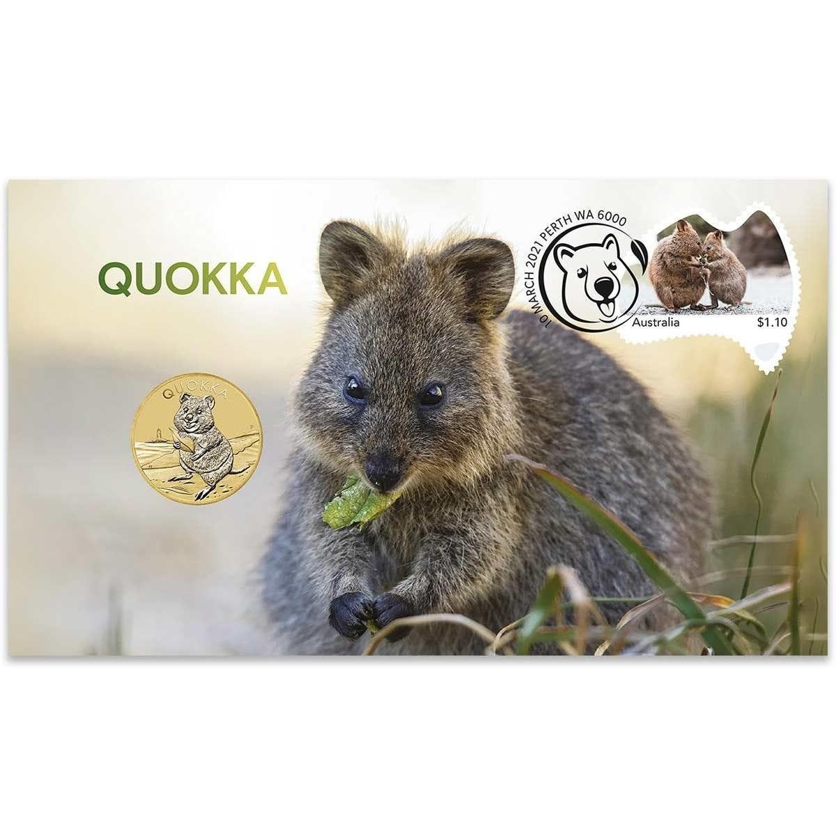 2021 $1 Australian Quokka Stamp & Coin Cover PNC