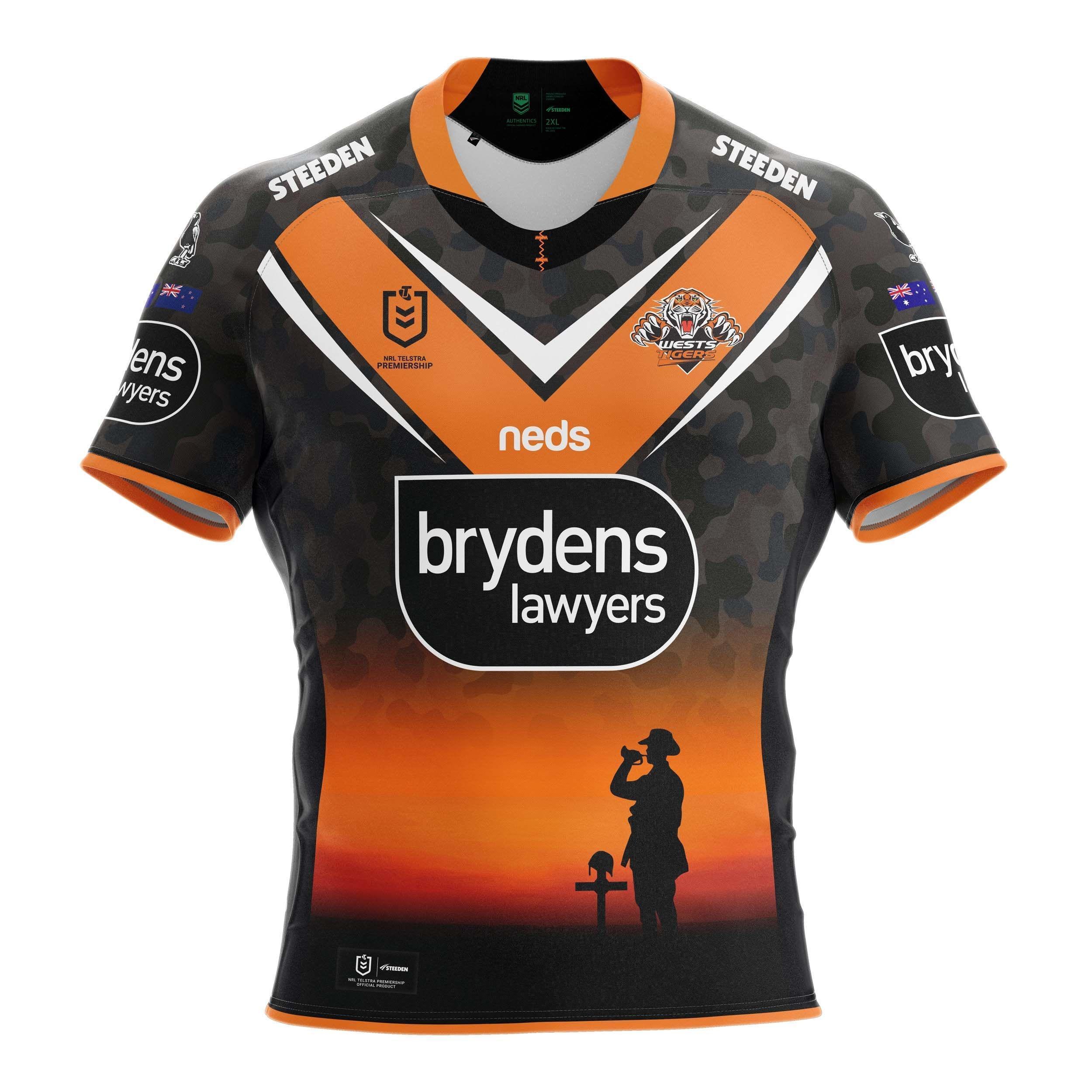 Wests Tigers NRL 2021 ANZAC Day Mens Adults Commemorative Jersey