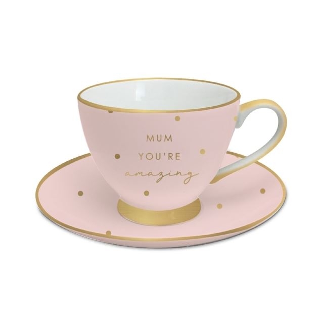 Mum You're Amazing Tea Cup And Saucer Set With Gift Box