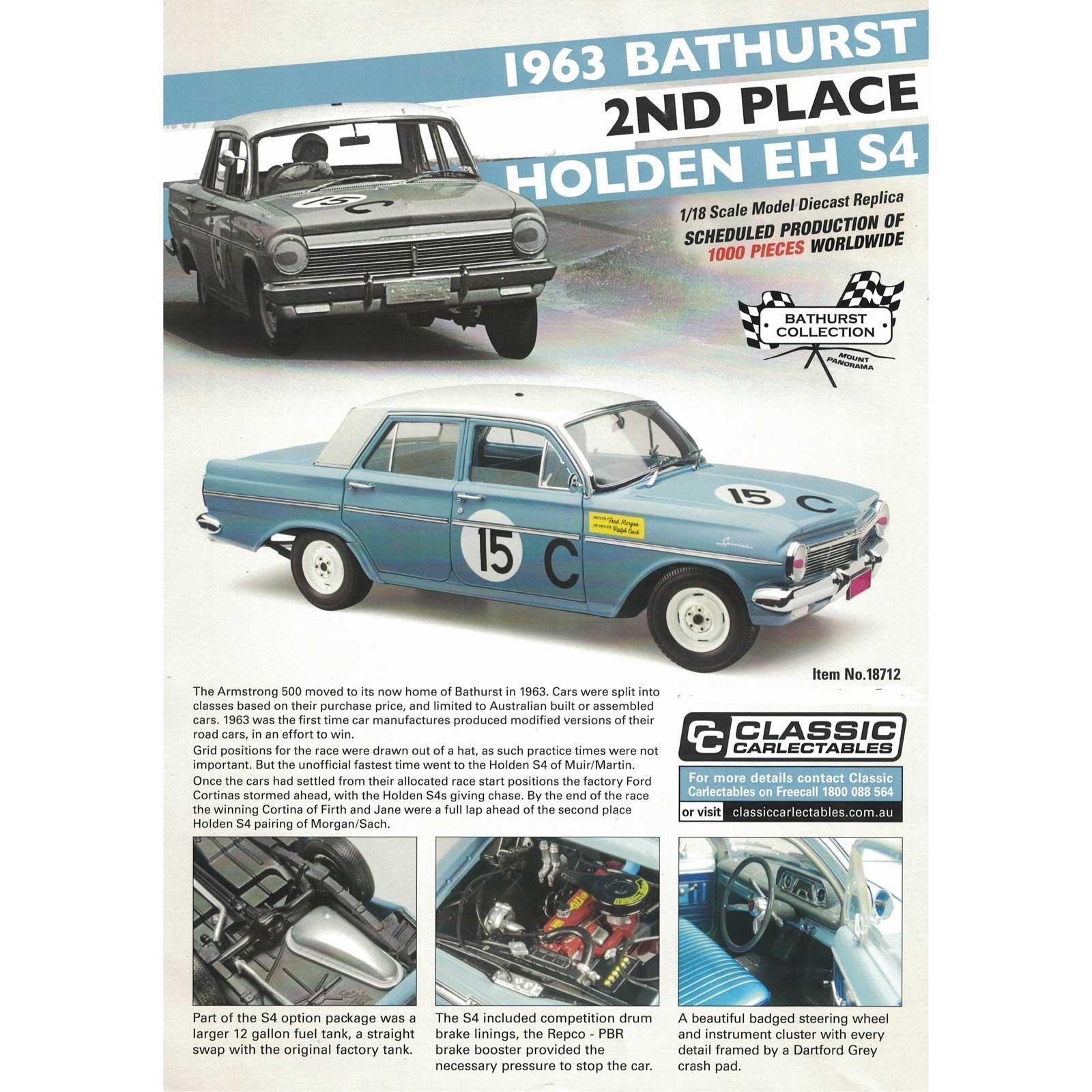 1963 Bathurst 2nd Place Holden EH S4 Diecast