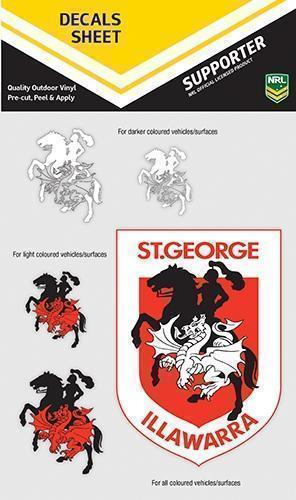 620004 ST GEORGE DRAGONS NRL SET OF 2 MINI DECALS CAR STICKERS ITAG