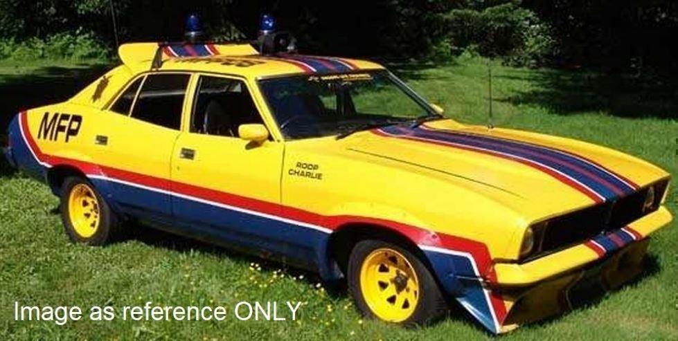 PRE ORDER - 1974 Ford XB Falcon Sedan MFP Mad Max Big Bopper Police Pursuit 1:18 Scale Model Car (FULL PRICE $169.99)**