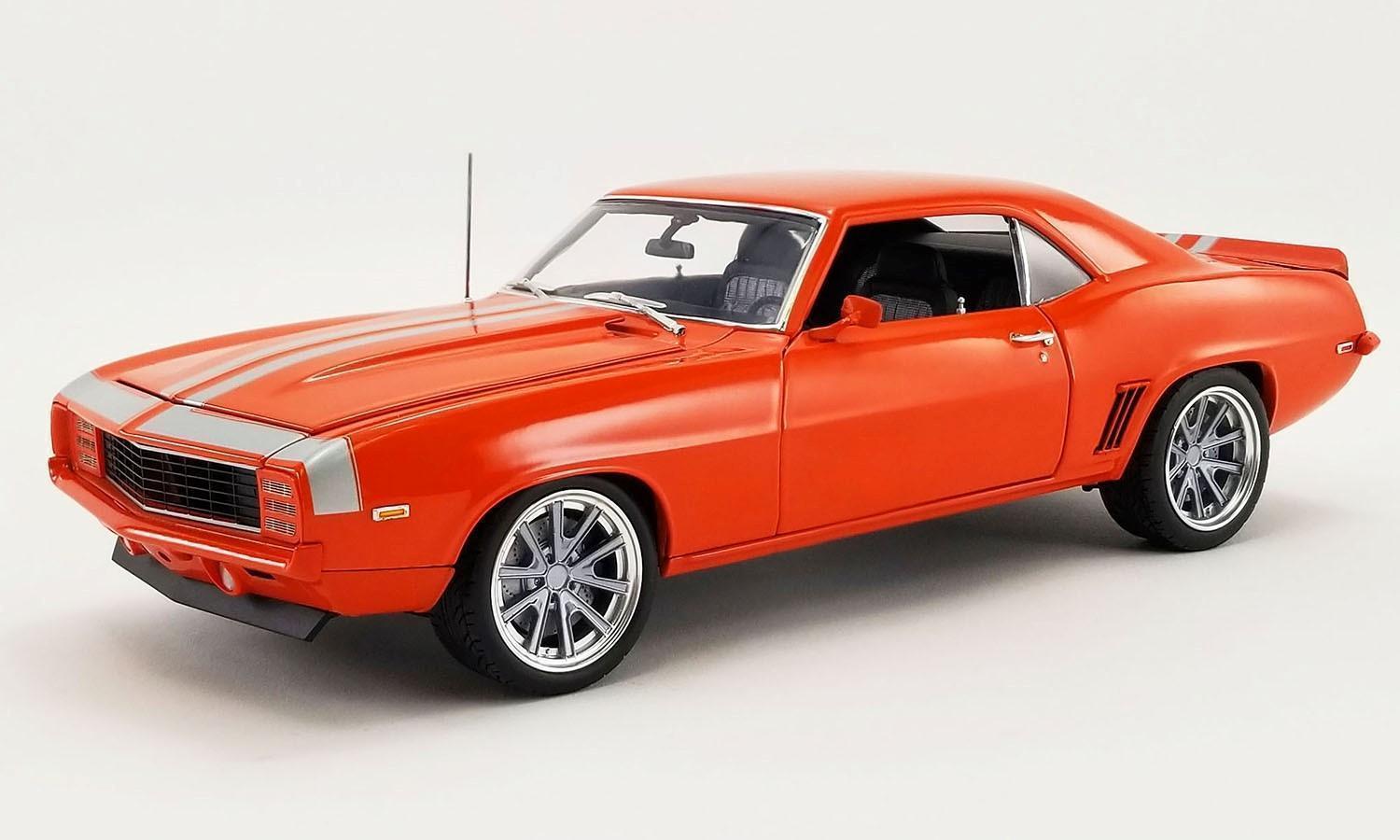 PRE ORDER - 1969 Chevrolet Camaro Restomod Orange 1:18 Scale Model Car (FULL PRICE $299.99)**