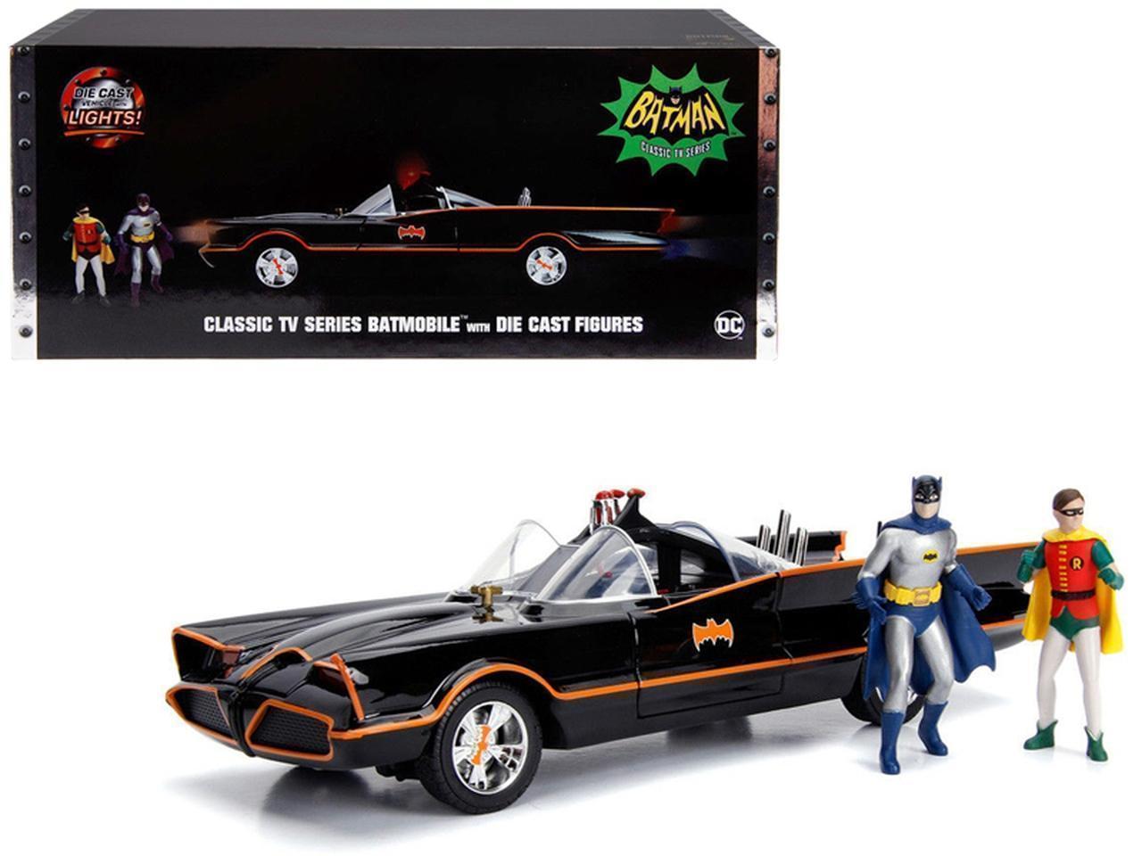 1966 Classic TV Series Batmobile With Die Cast Batman and Robin Figures "80 Years of Batman" 1:18 Scale Model Car