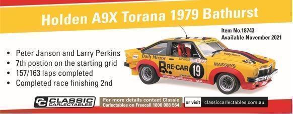 PRE ORDER - 1979 Peter Janson and Larry Perkins Bathurst Holden A9X Torana 1:18 Scale Die Cast Model Car (FULL PRICE - $299.00)