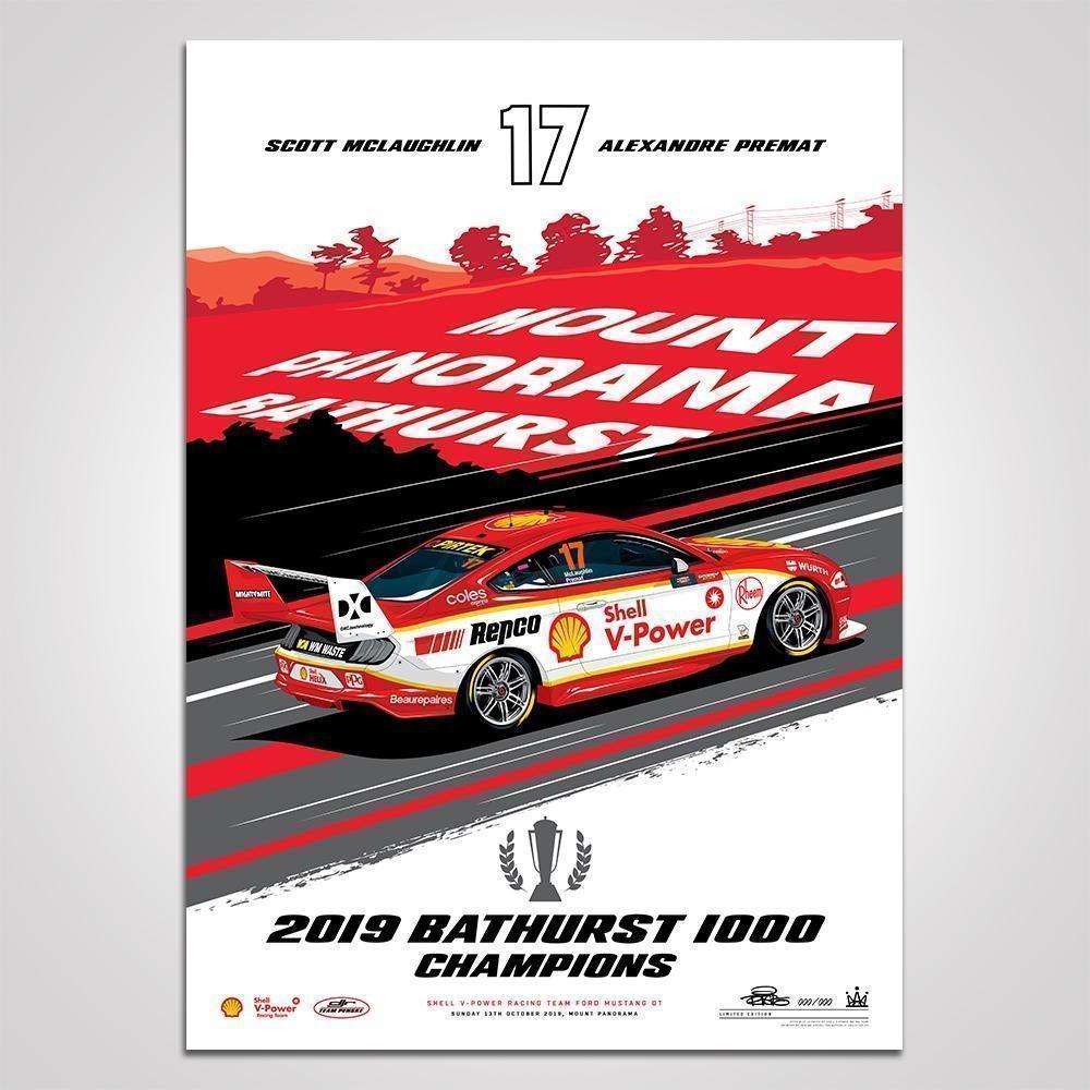 Shell V-Power Racing Team 2019 Bathurst 1000 Champions Limited Edition Illustrated Print Rolled Poster
