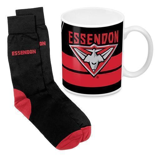 Essendon Bombers AFL 330mL Coffee Mug & Socks Gift Pack