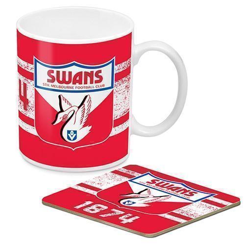 Sydney Swans AFL 1st 18 Team Heritage Logo Ceramic Coffee Mug & Corked Back Coaster
