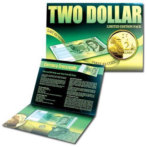Two Dollar Limited Edition Pack Last $2 Paper Note and First $2 Gold Coin Set 