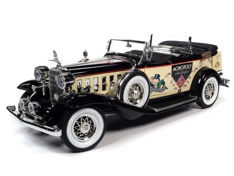 Mr Monopoly 1932 Cadillac V16 Sports Phaeton With Resin Figure 1:18 Scale Die Cast Metal Model Car