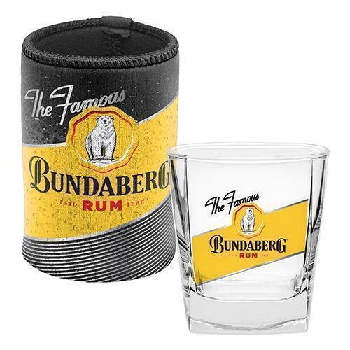 Bundaberg Bundy Rum Bear Spirit Glass & Can Cooler Stubby Holder Drinking Alcohol Gift Pack